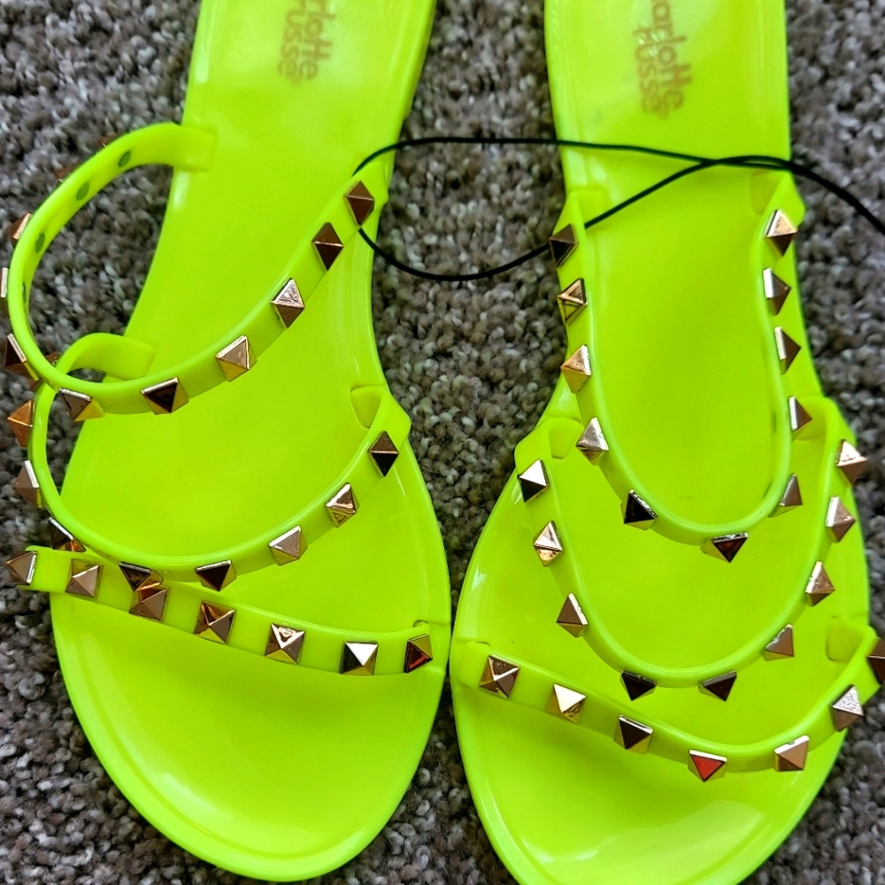 Charlotte russe flat sandals "lime green"